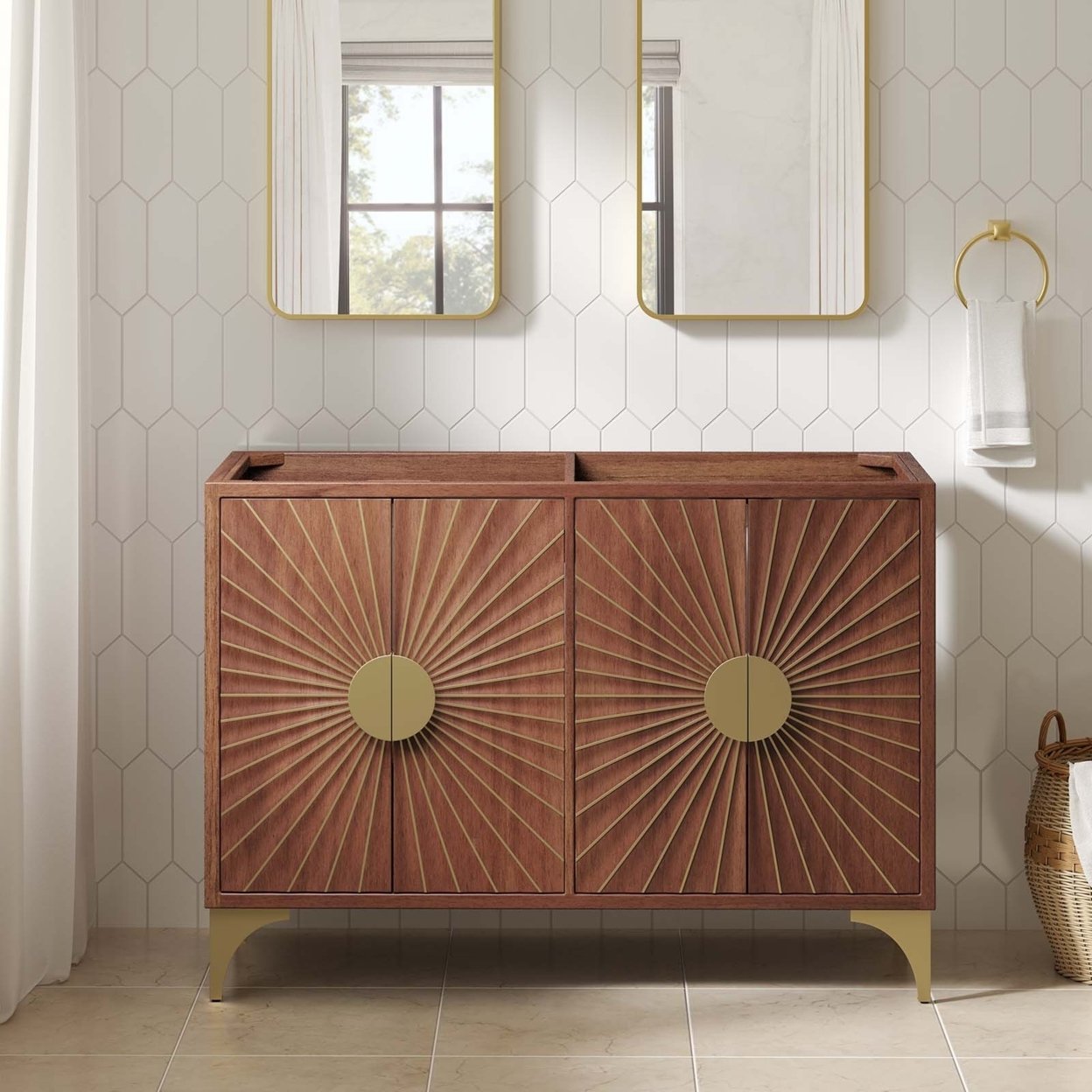 Modway Daylight 48&#x22; Double Sink Compatible (Not Included) Bathroom Vanity Cabinet in Walnut