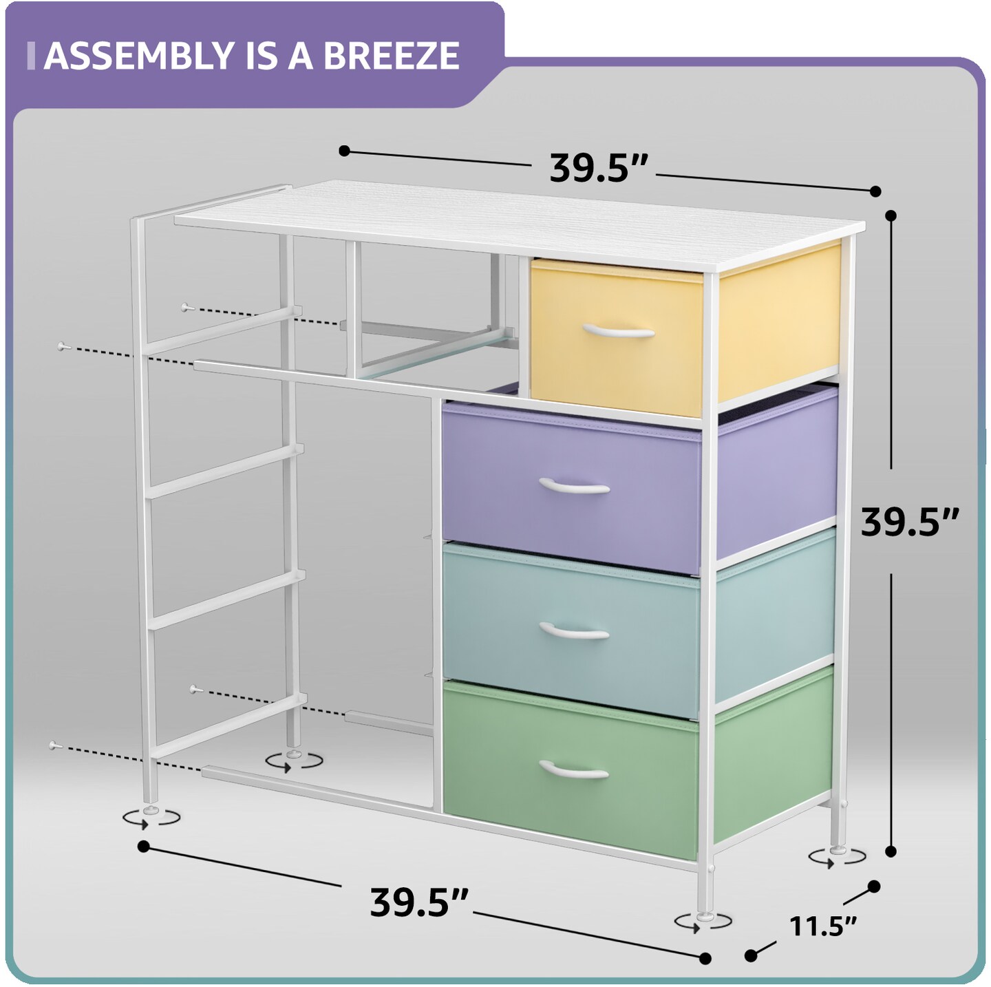 Sorbus Dresser with 9 Drawers - Furniture Storage Chest Tower Unit for Bedroom, Closet, etc - Steel Frame, Wood Top, Fabric Bins