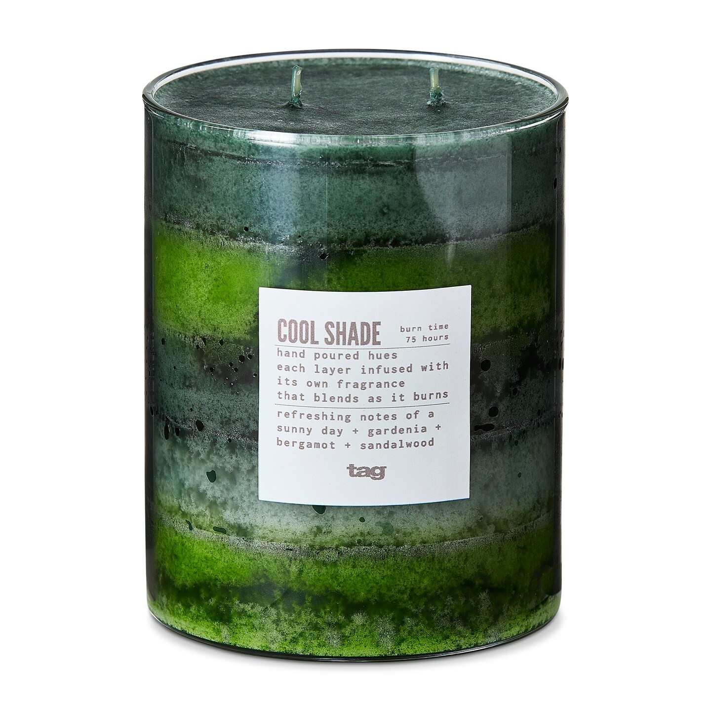 Cool Shade Themed Scented Paraffin Wax Pillar Candle Wide Green 4x5 inch Burn Time 75 Hours