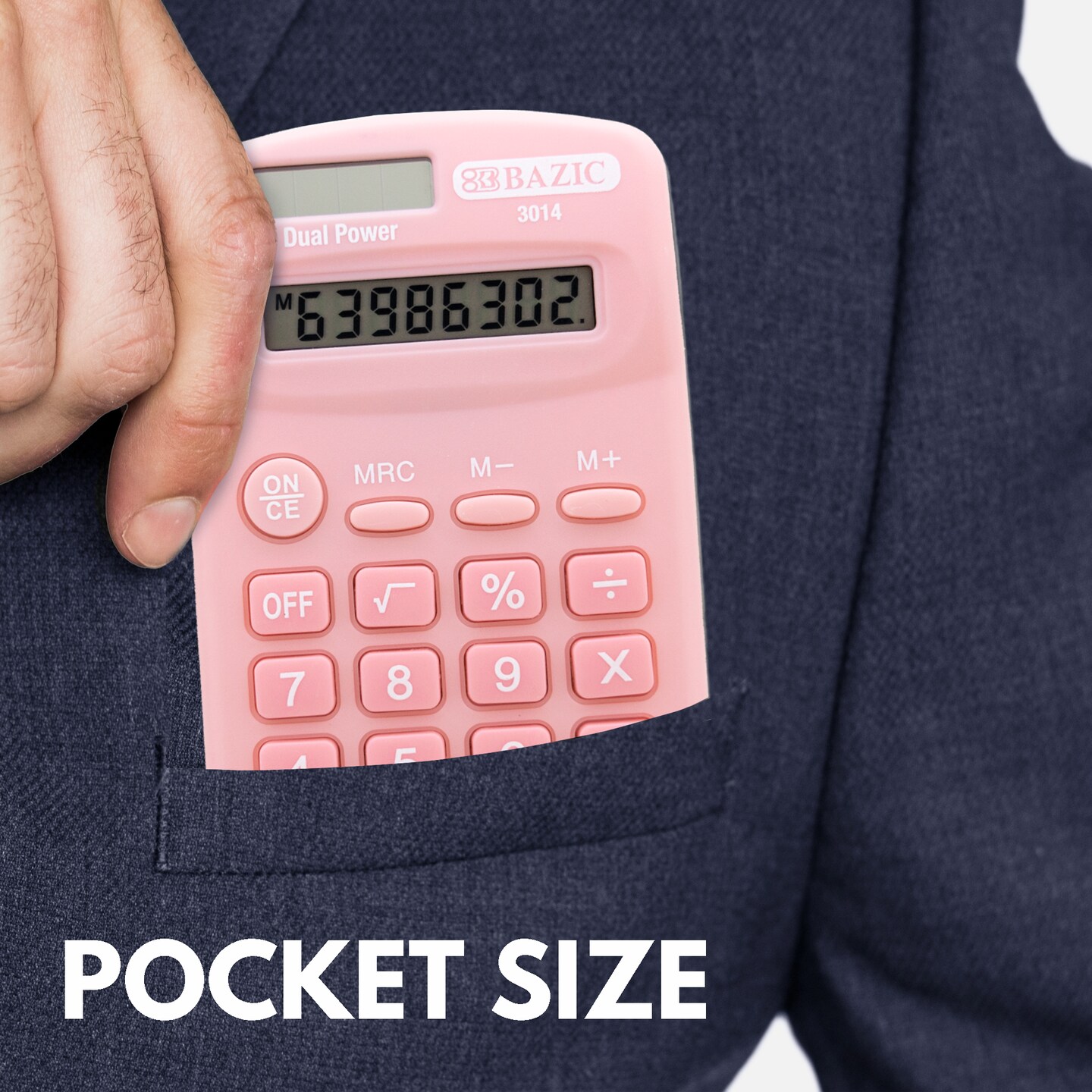 BAZIC Pocket Size Pastel Color Calculator 8-Digit Dual Power