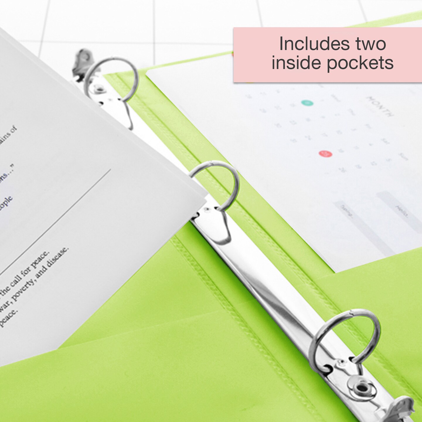 BAZIC 1&#x22; 3-Ring View Binder w/ 2-Pockets (11 Color Available)