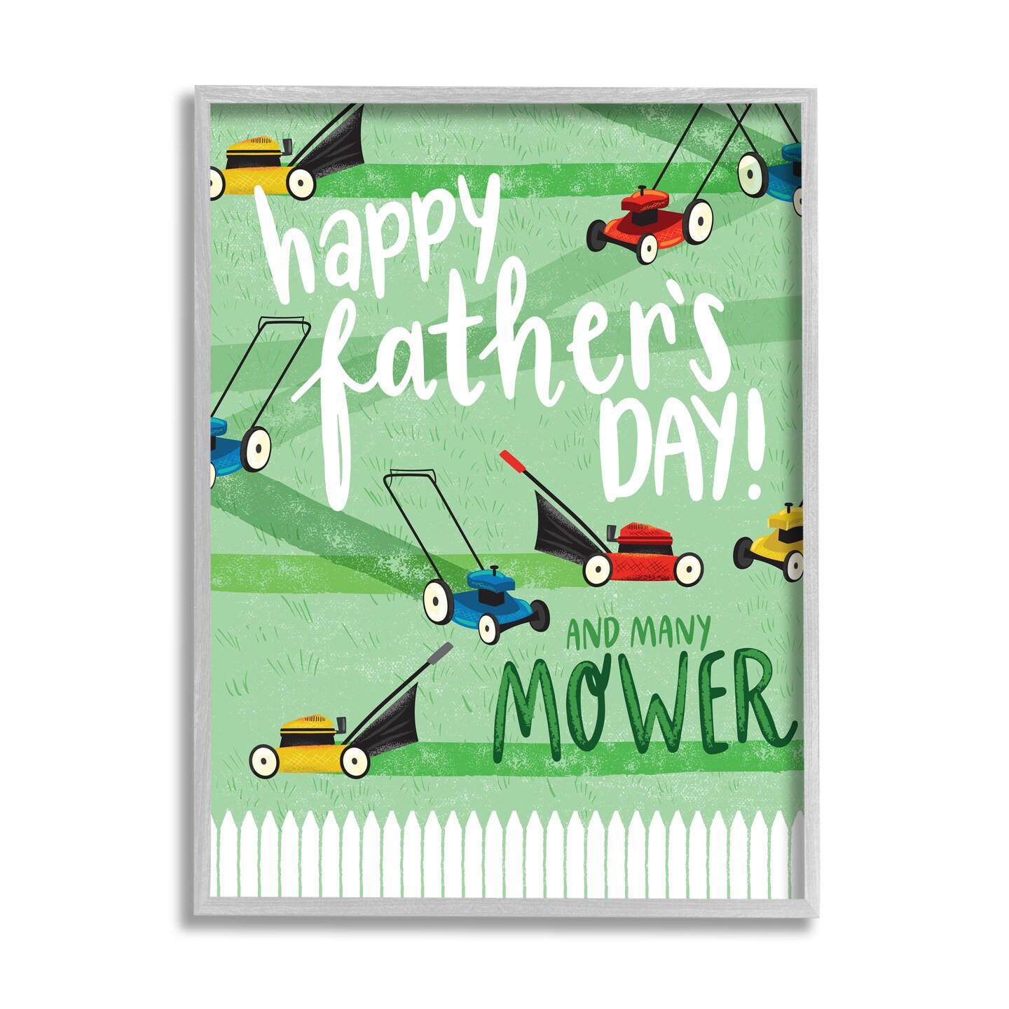 Stupell Industries Happy Father&#x27;s Day Lawn Mowers Black Framed Giclee Art