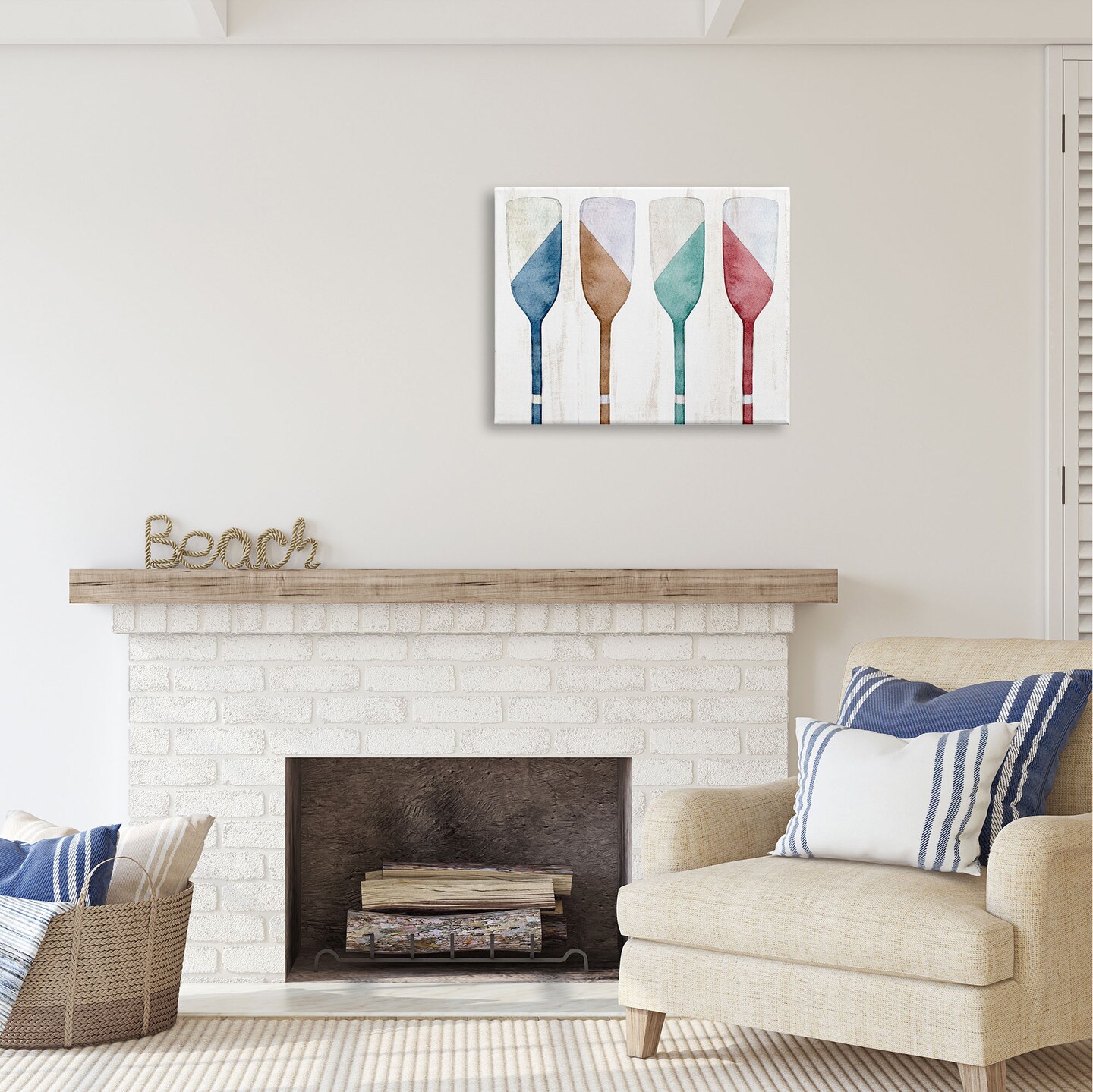 Stupell Industries Rustic Boat Oars Canvas Wall Art