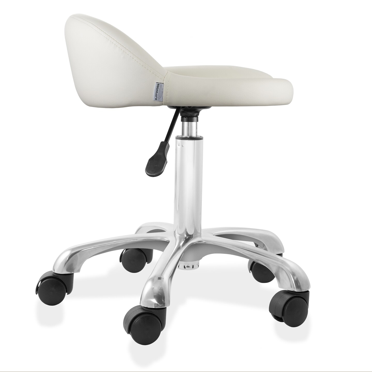 Saloniture Rolling Hydraulic Salon Stool with Low Backrest - Adjustable Swivel Chair for Spa, Shop, Salon, Massage, or Medical Office