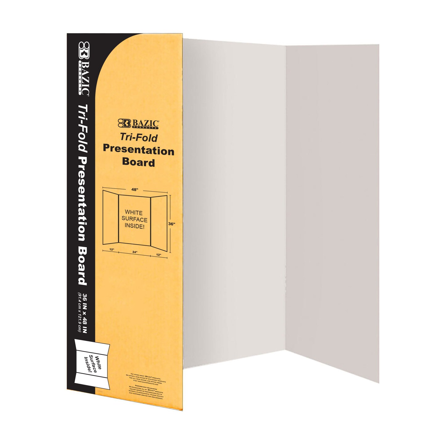 BAZIC Tri-Fold Corrugated Presentation Board - White 36&#x22; X 48&#x22;