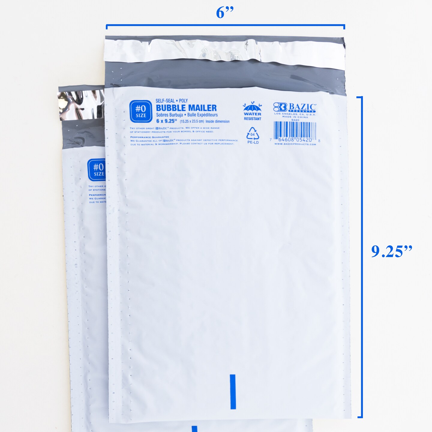 BAZIC Poly Bubble Mailer (#0) 6&#x22; x 9.25&#x22; (25/Pack)