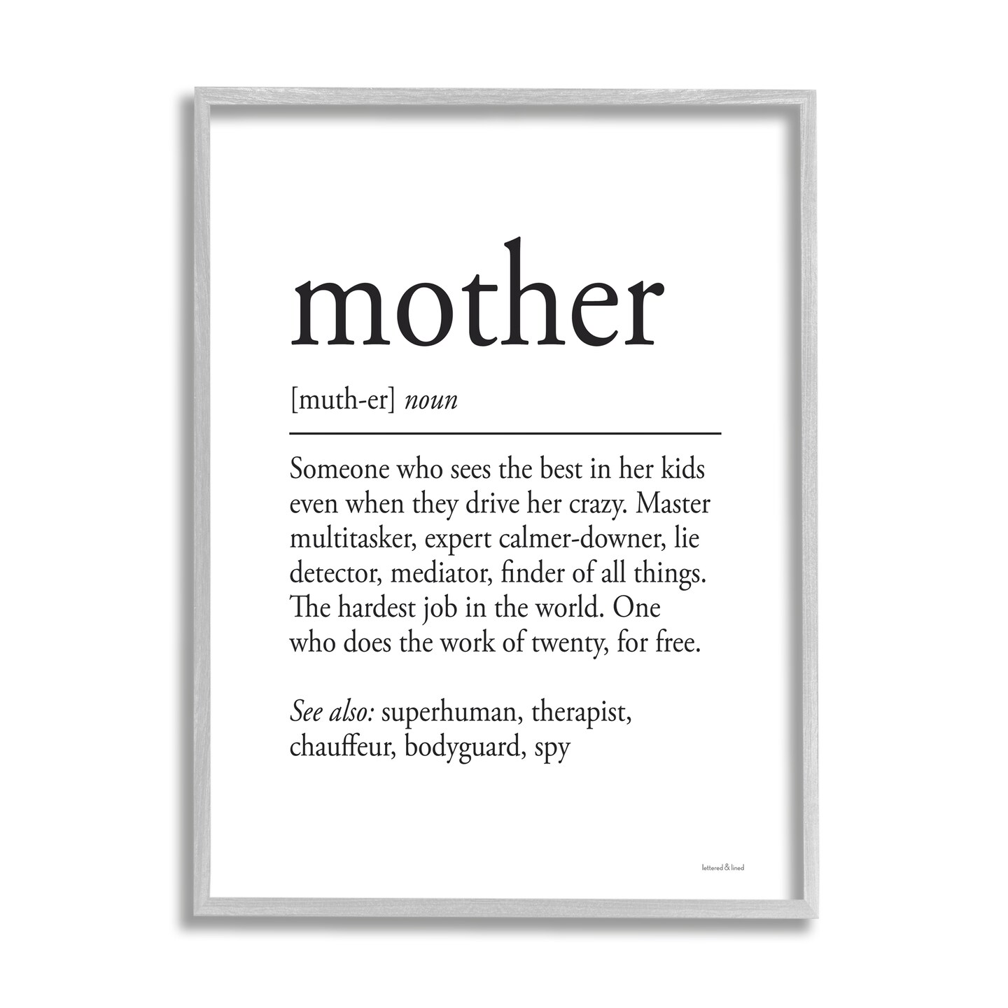 Stupell Industries Mother Definition Superhuman Phrase Black Framed Giclee Art