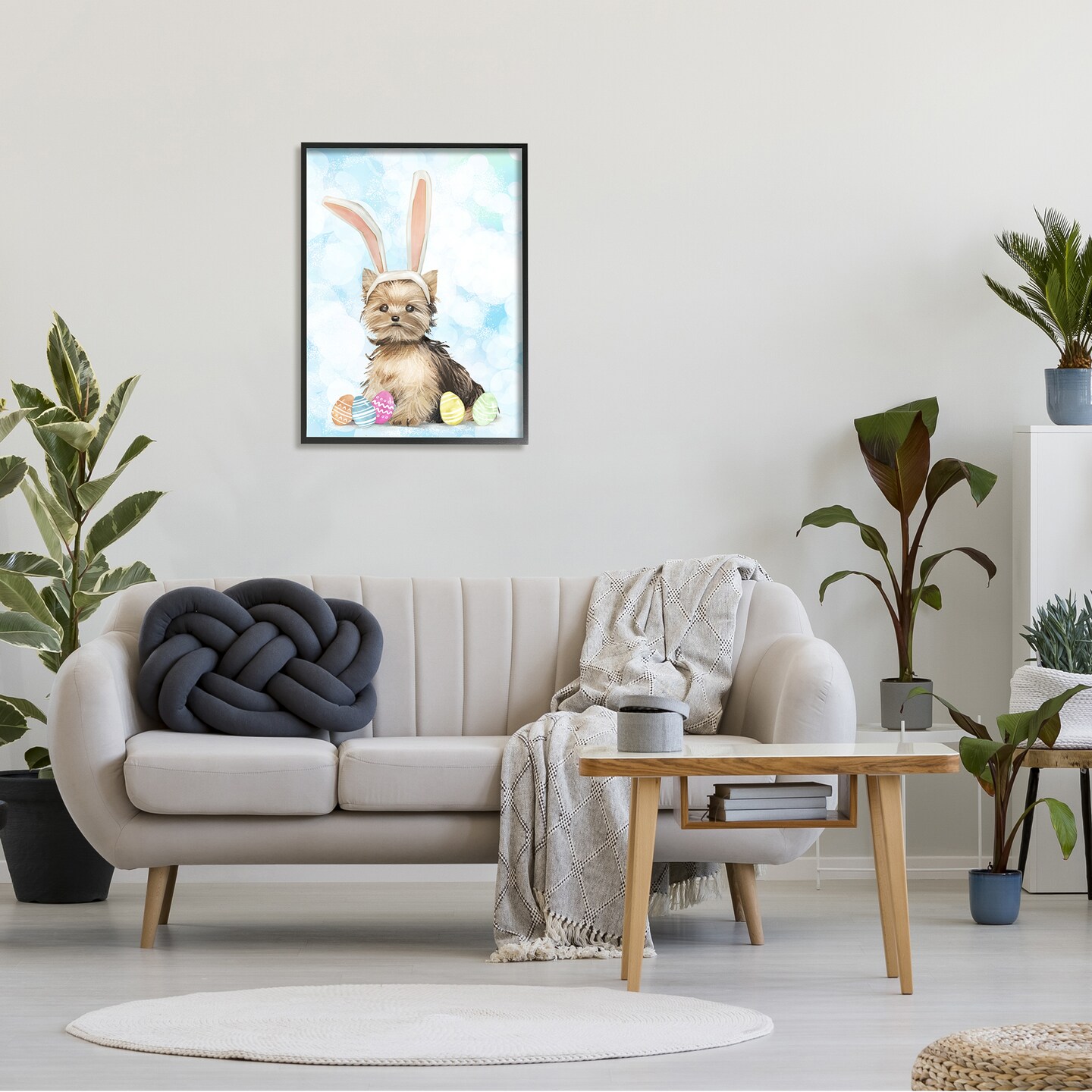 Stupell Industries Easter Yorkie with Bunny Ears Black Framed Giclee Art