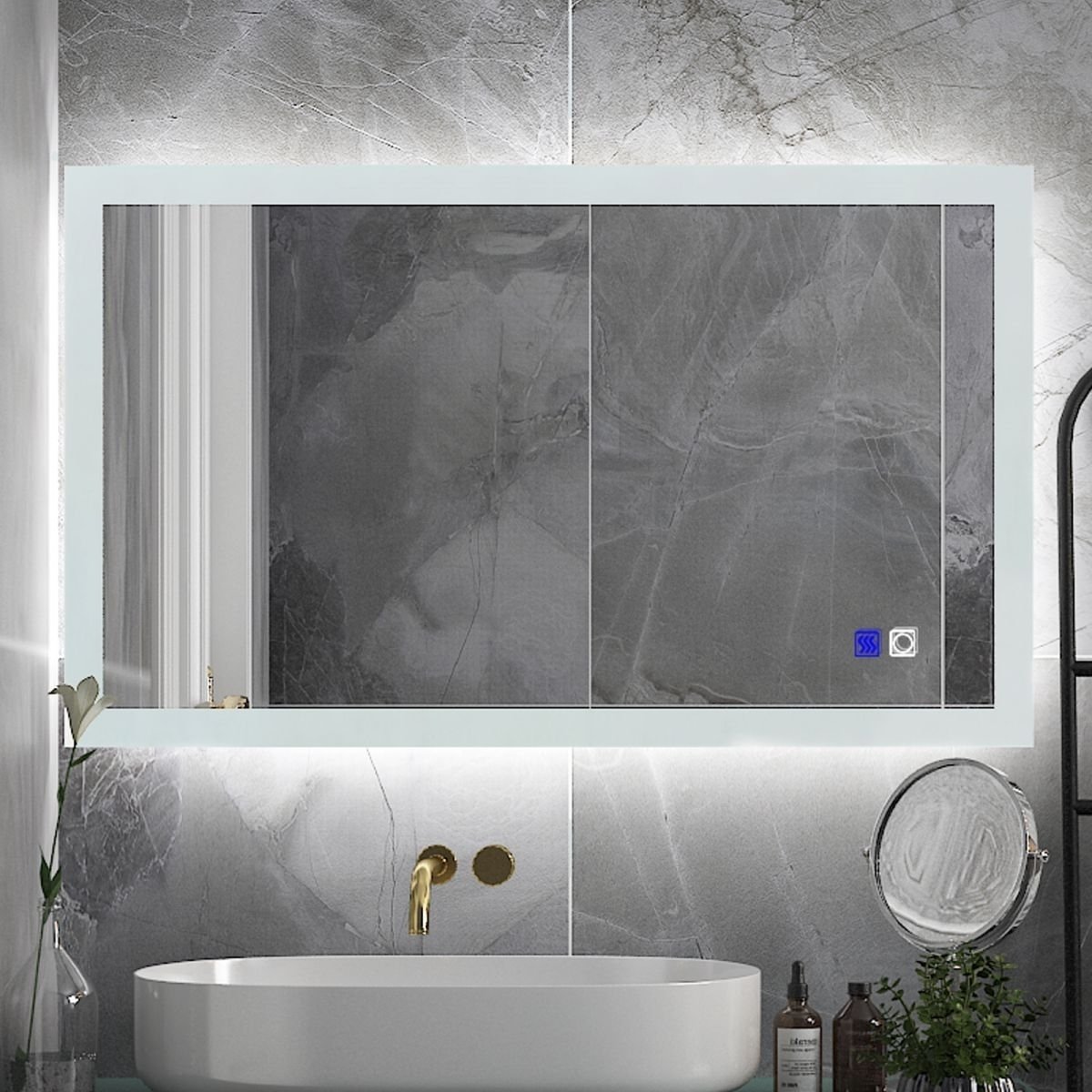 ExBriteUSA Catalyst 40&#x22; x 24&#x22; LED Bathroom MirrorLed Mirror for BathroomAnti-FogDimmableTouch ButtonWater