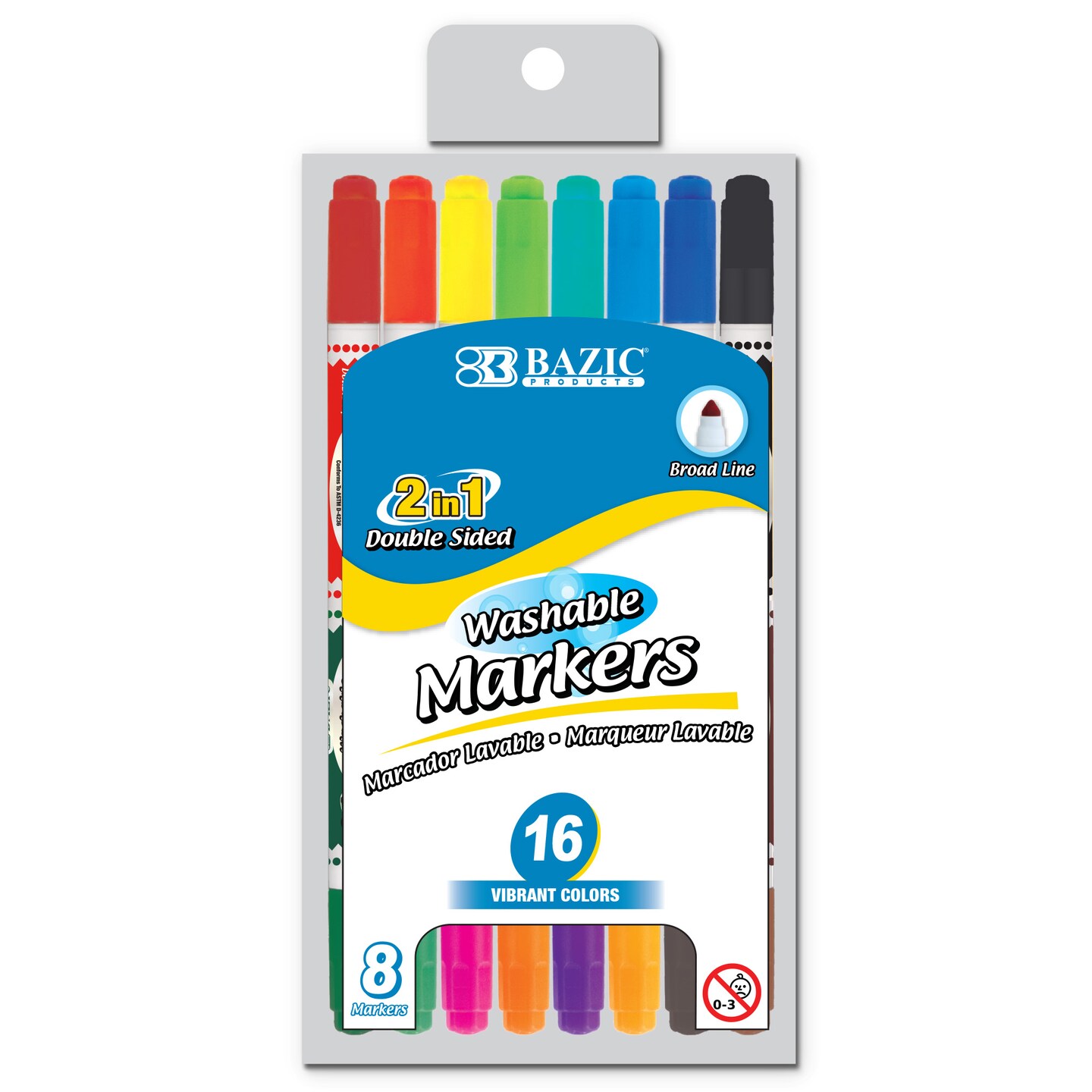 BAZIC Double-Tip 8 Washable Markers