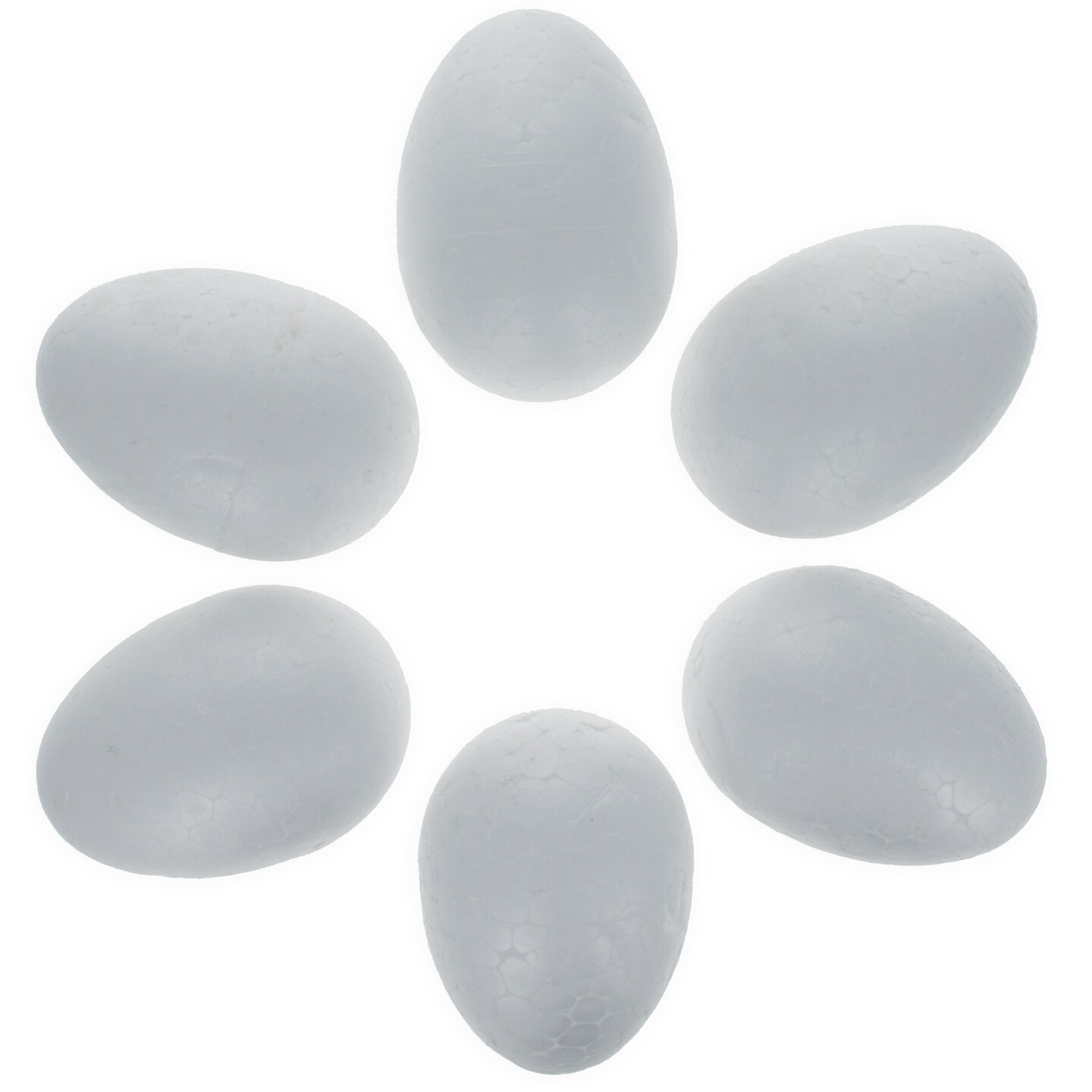 Set of 6 White Foam Eggs 2.3 Inches