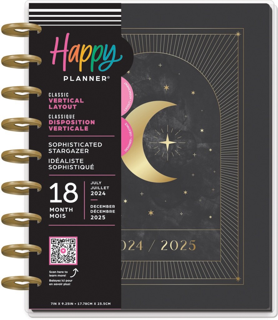 Happy Planner Classic 18-Month Planner-Sophisticated Stargazer;July '24-Dec '25