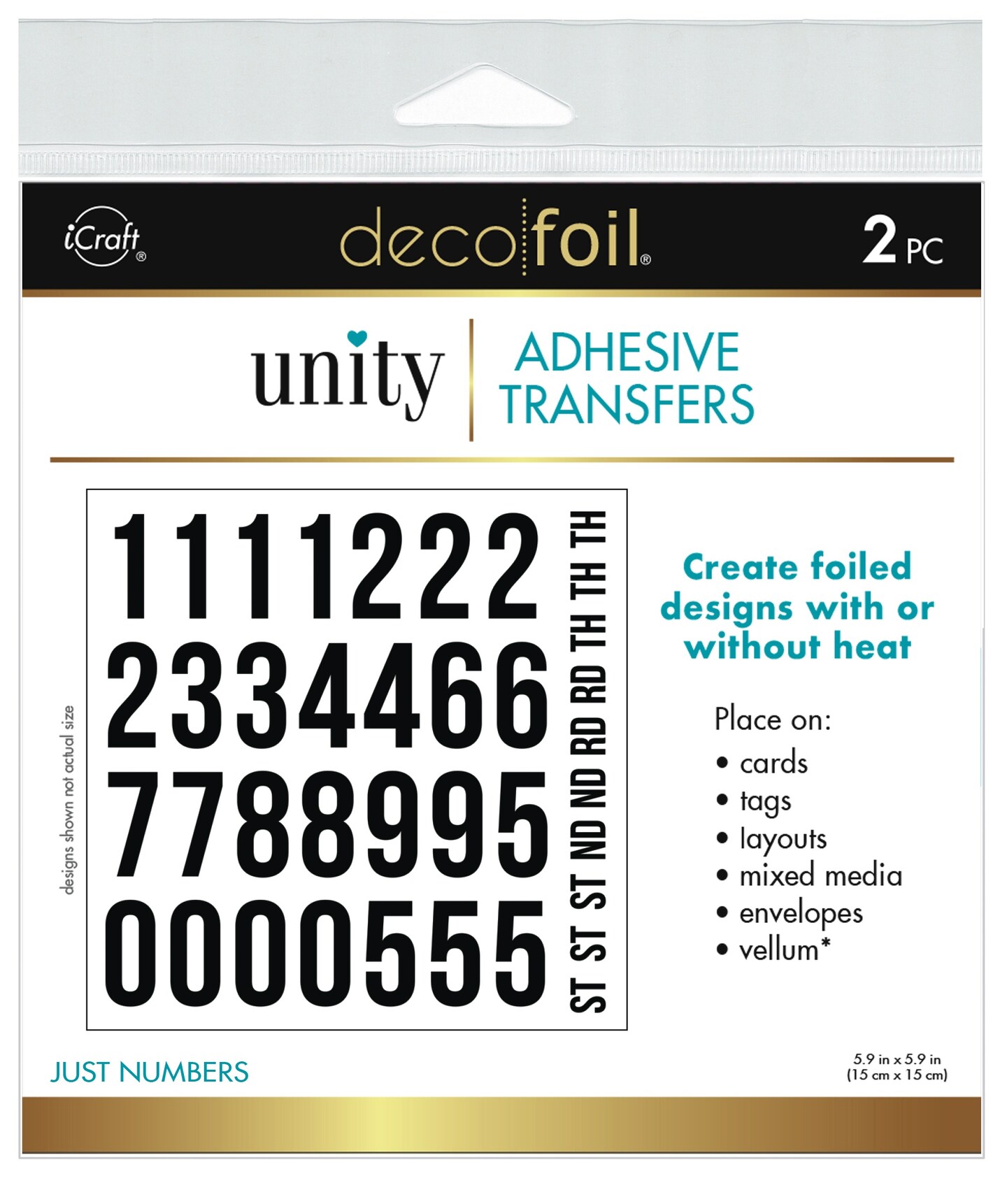 Deco Foil Adhesive Transfer Sheets by Unity 5.9" x 5.9"-Just Numbers