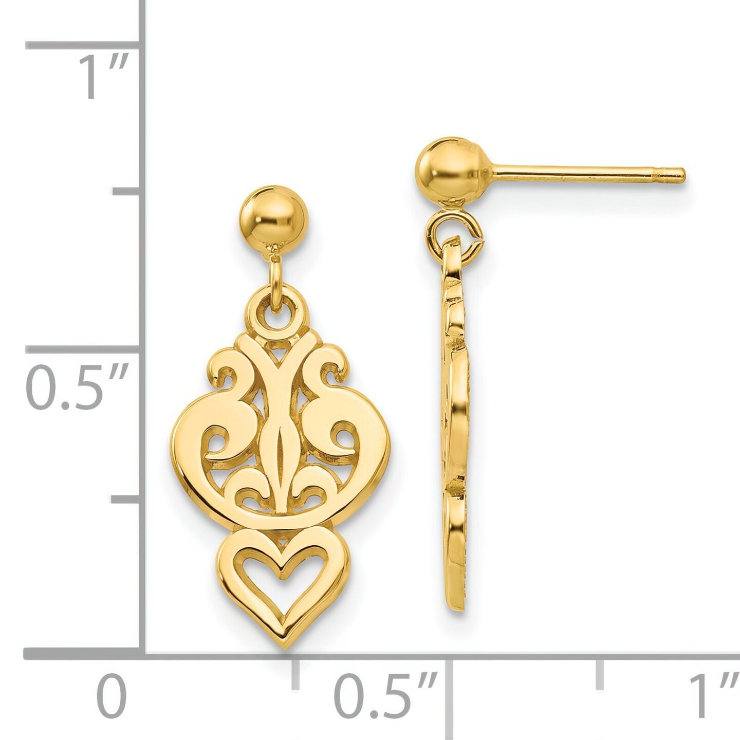 14K Yellow Gold Fancy Dangle Earrings Jewelry 20mm x 10mm