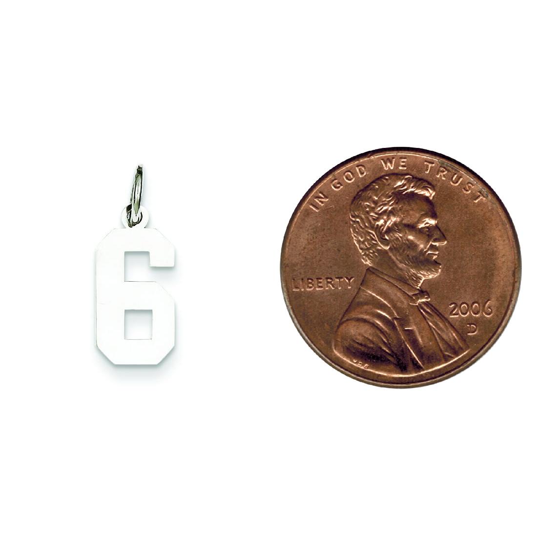 Sterling Silver Small Polished Number 6 Charm Pendant