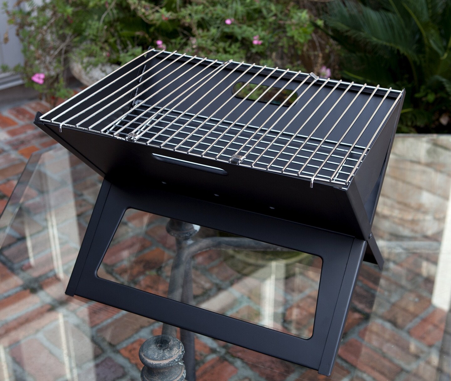 Fire Sense 60508 Notebook Charcoal BBQ Grill 3.5mm Cooking Bars Instant Foldable &#x26; Easy Portability For Outdoor Barbecues Camping Traveling Picnics Garden Beach Party - Black