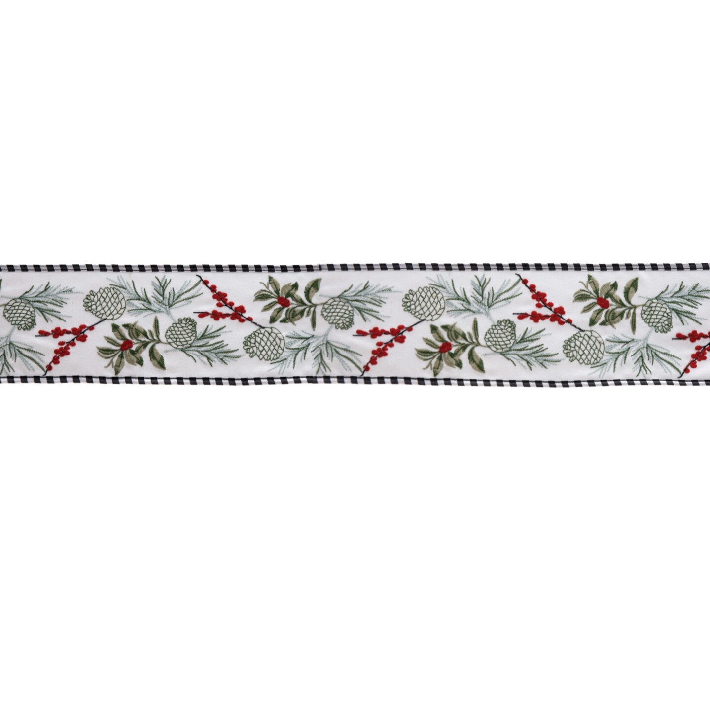 Melrose Pine and Berry Christmas Wired Craft Ribbon 4&#x22; x 5 Yards