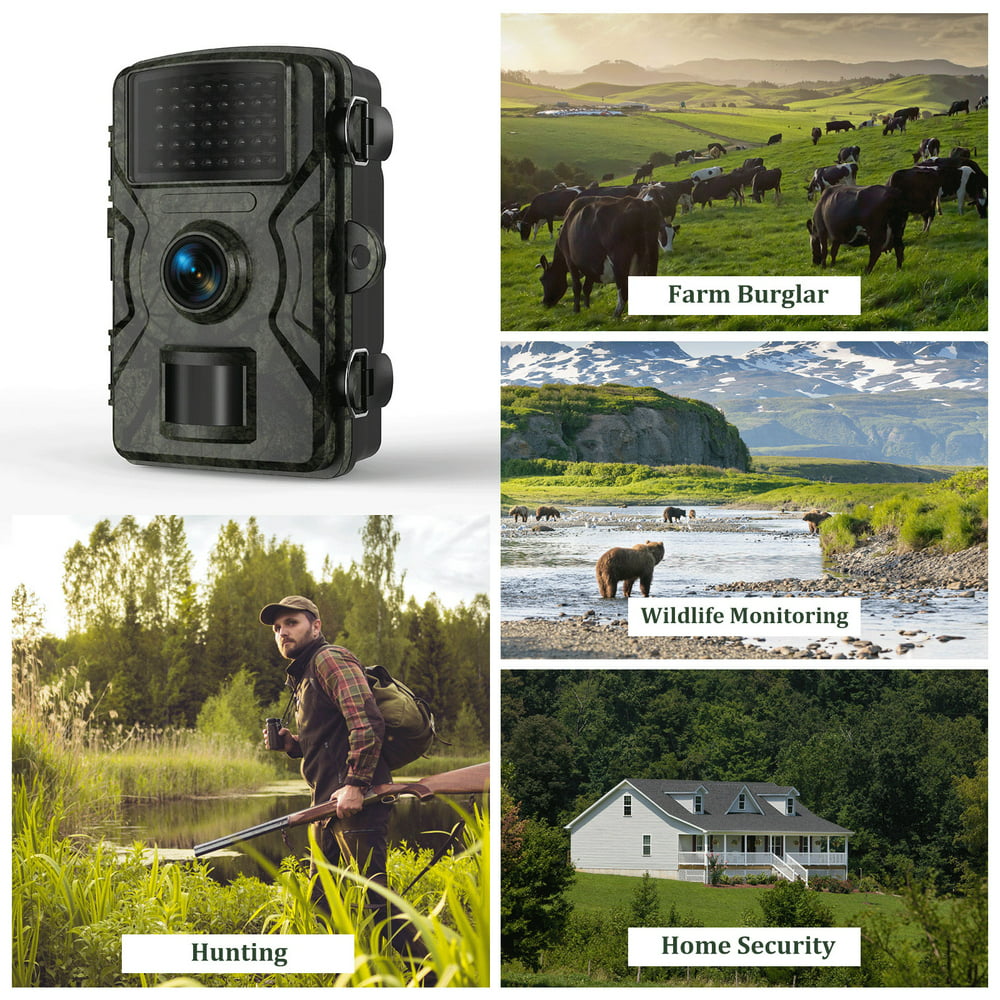 Mini Game Camera, 16MP 1080P HD Trail Camera with Night Vision, Wildlife Waterproof Hunting Camera Wildgame, Hunting Trail Monitors