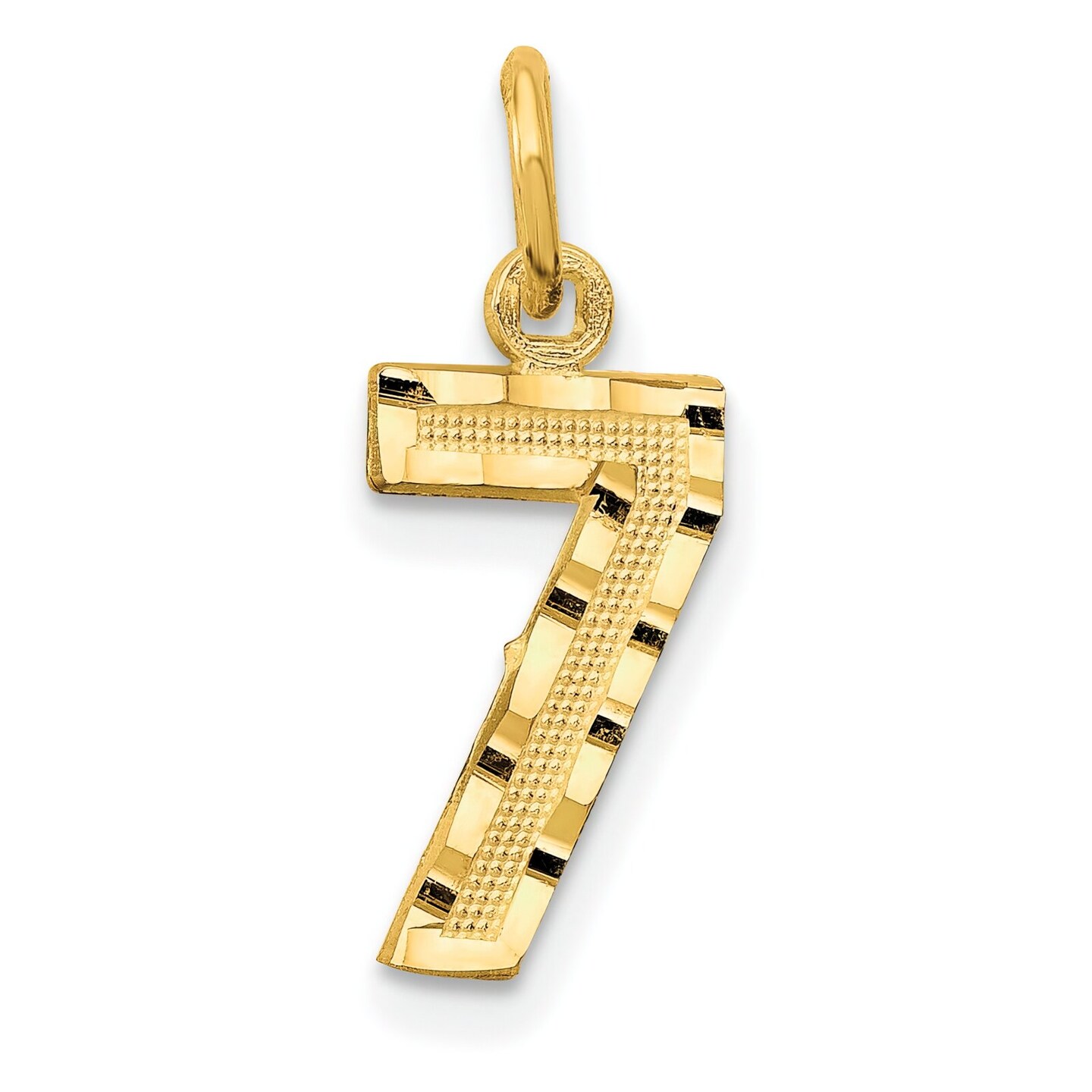 14K Gold Small Number 7 Charm Pendant FindingKing Jewerly 20mm x 7mm