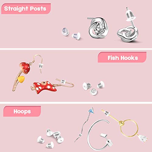 Clear Earring Back 4 mm Flower Silicone Clear Earring Clutch Safety  Backings 1200 Pieces (Flower)
