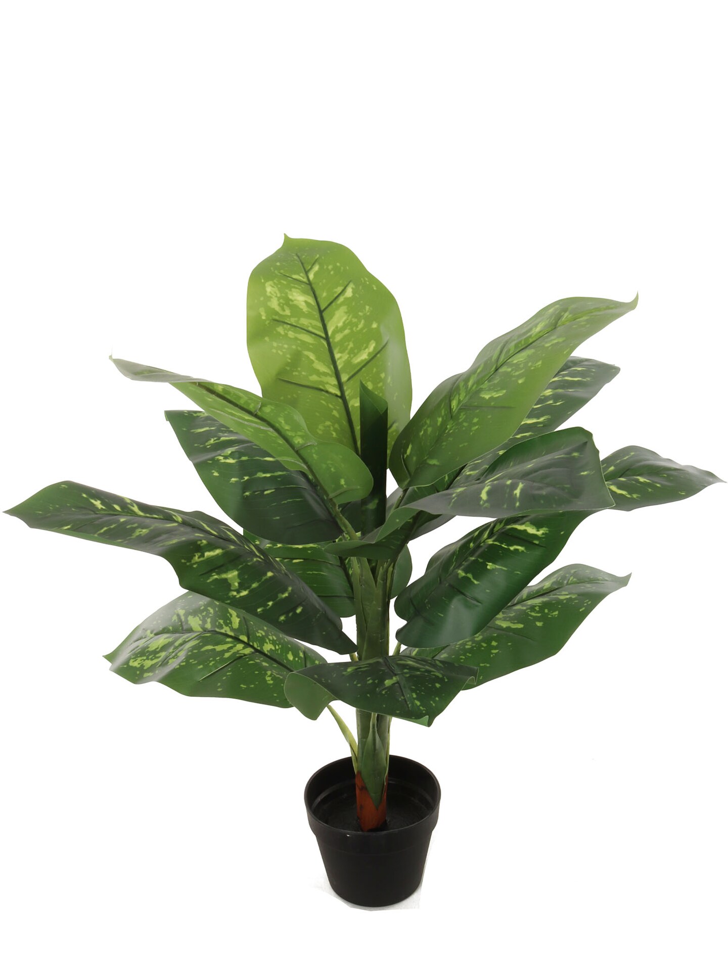 32&#x22; Dieffenbachia Plant in Black Pot with 12 Realistic Silk Leaves by Floral Home&#xAE;