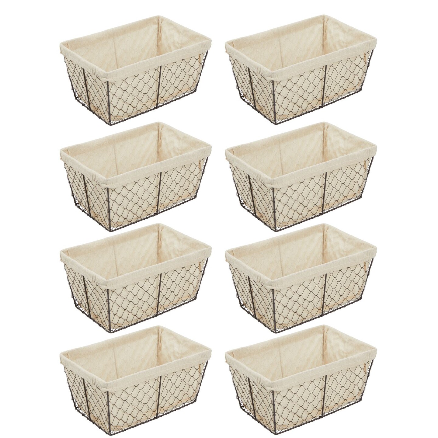 mDesign Medium Chicken Wire Storage Basket, Fabric Liner