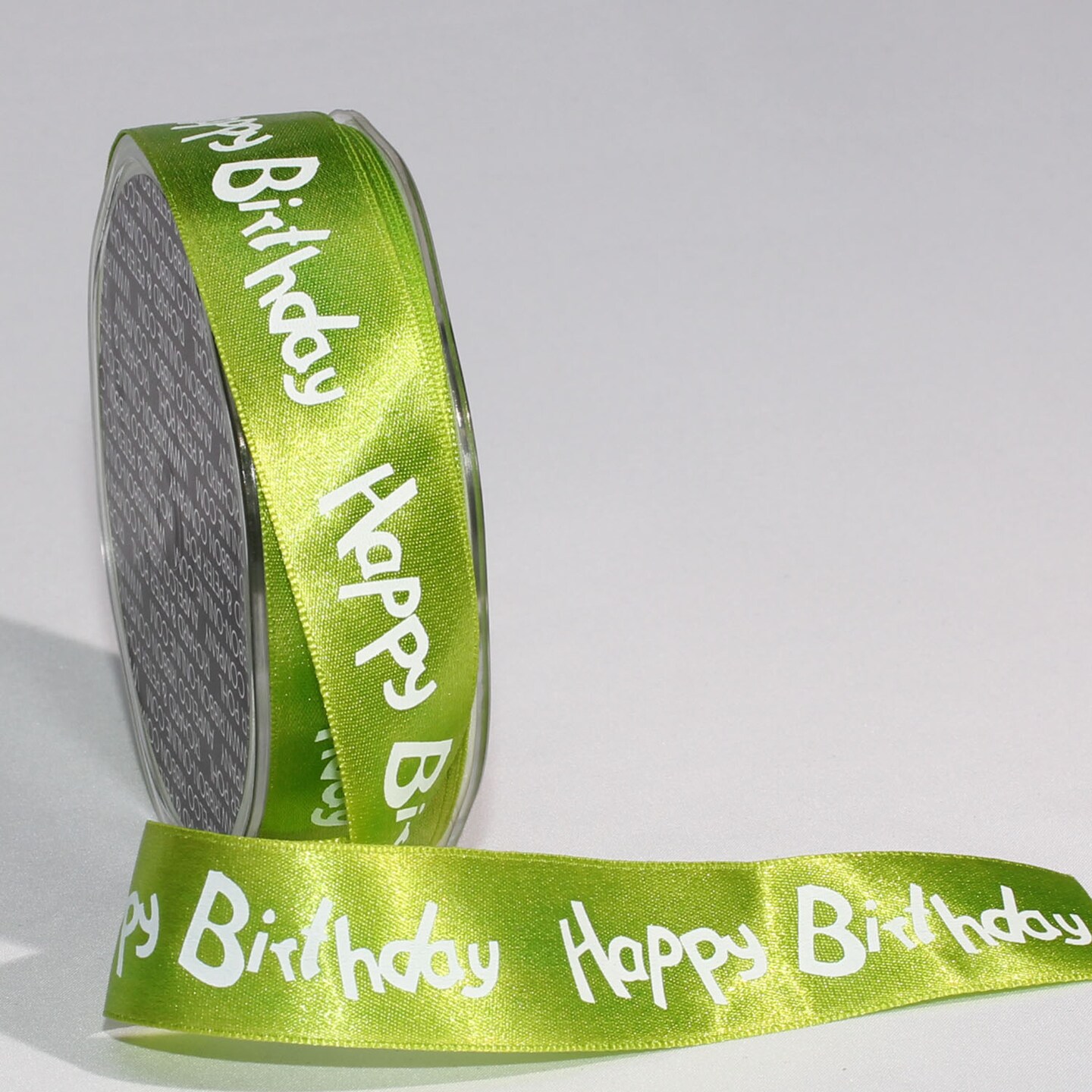 The Ribbon People Light Green Satin &#x22;Happy Birthday&#x22; Printed Craft Ribbon 1&#x22; x 132 Yards