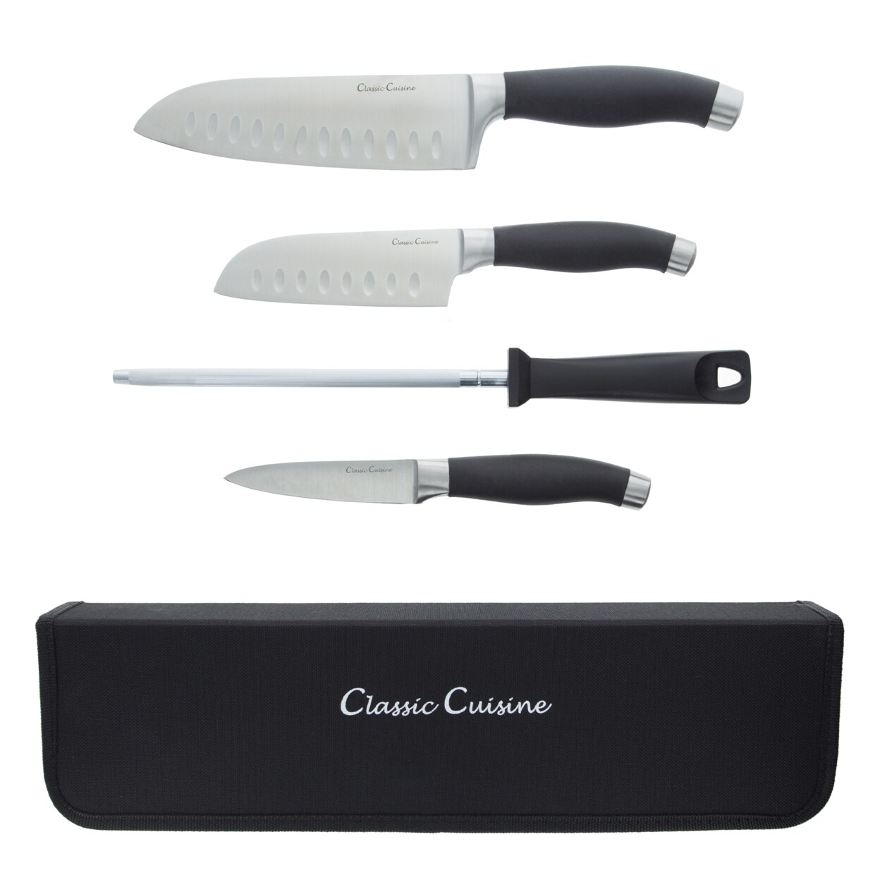 Classic Cuisine 5 Piece Professional Chef Knife Set Stainless Steel Travel Bag