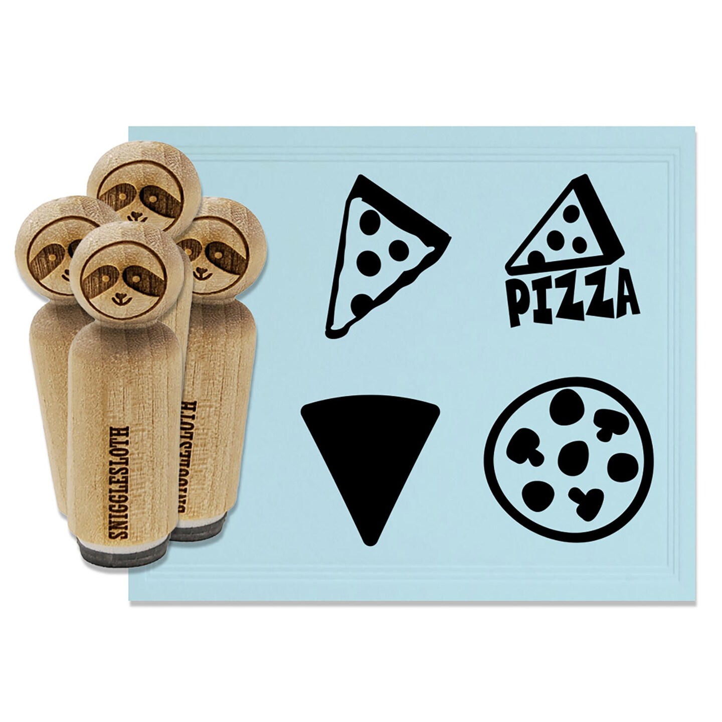 Pizza Pie Slice Triangle Pepperoni Toppings Rubber Stamp Set for Stamping Crafting Planners