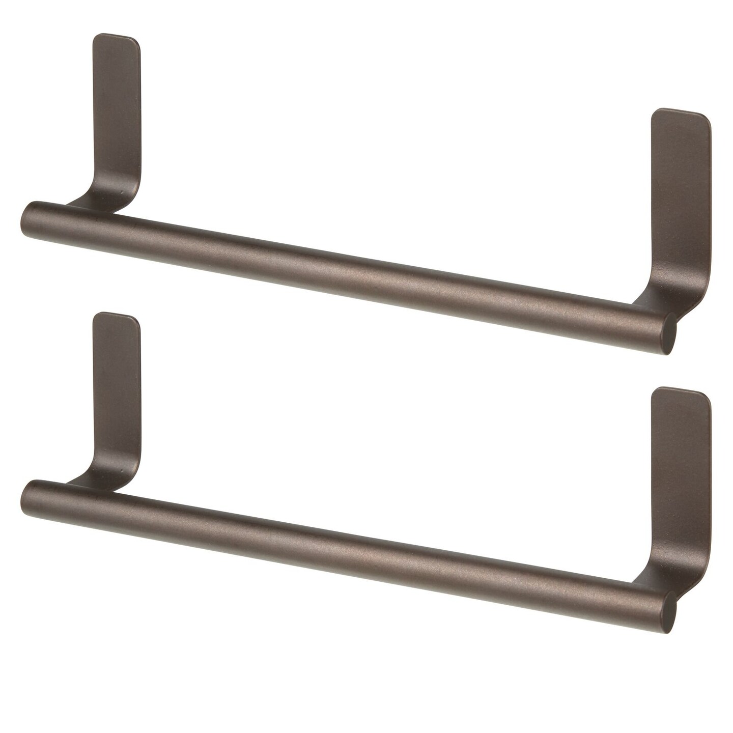 mDesign Steel Wall-Mounted Self-Adhesive Towel Rack Holder - 2 Pack