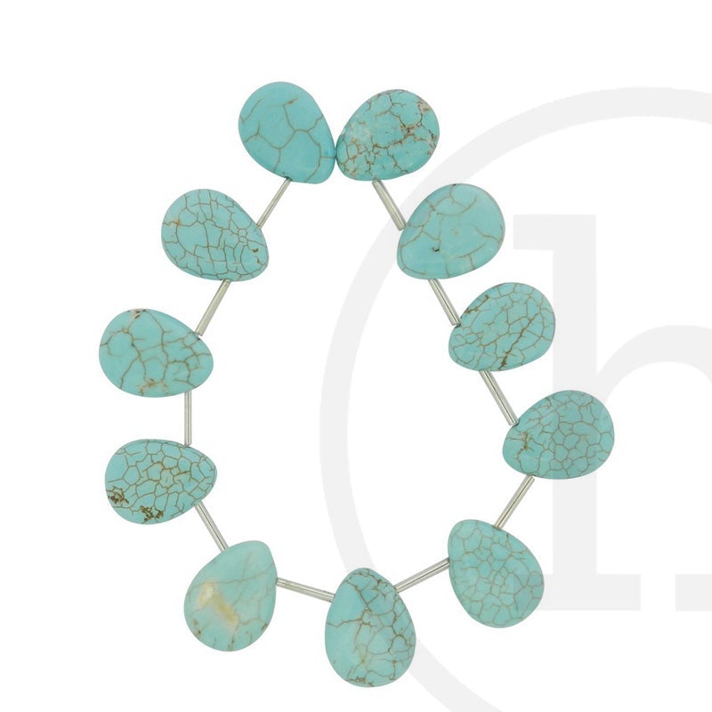 Dyed Howlite Turquoise Teardrop Beads - Top Drilled Hole