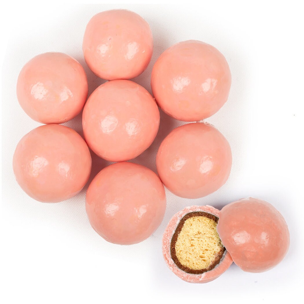 Premium Gourmet Pink Candy Milk Chocolate Malted Milk Balls 1.67 lb bag