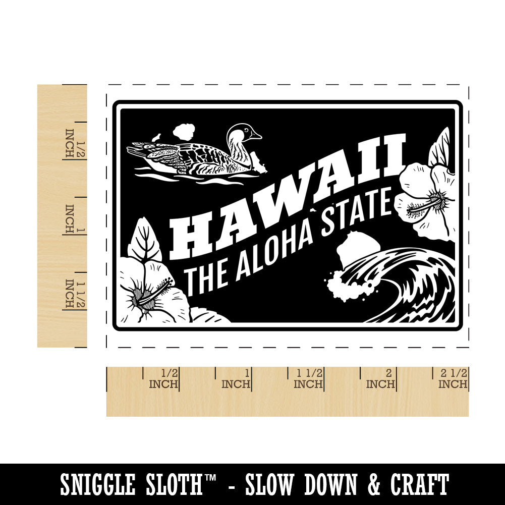 Hawaii Aloha Goose Pua Aloalo Hawaiian United States Rectangle Rubber Stamp for Stamping Crafting