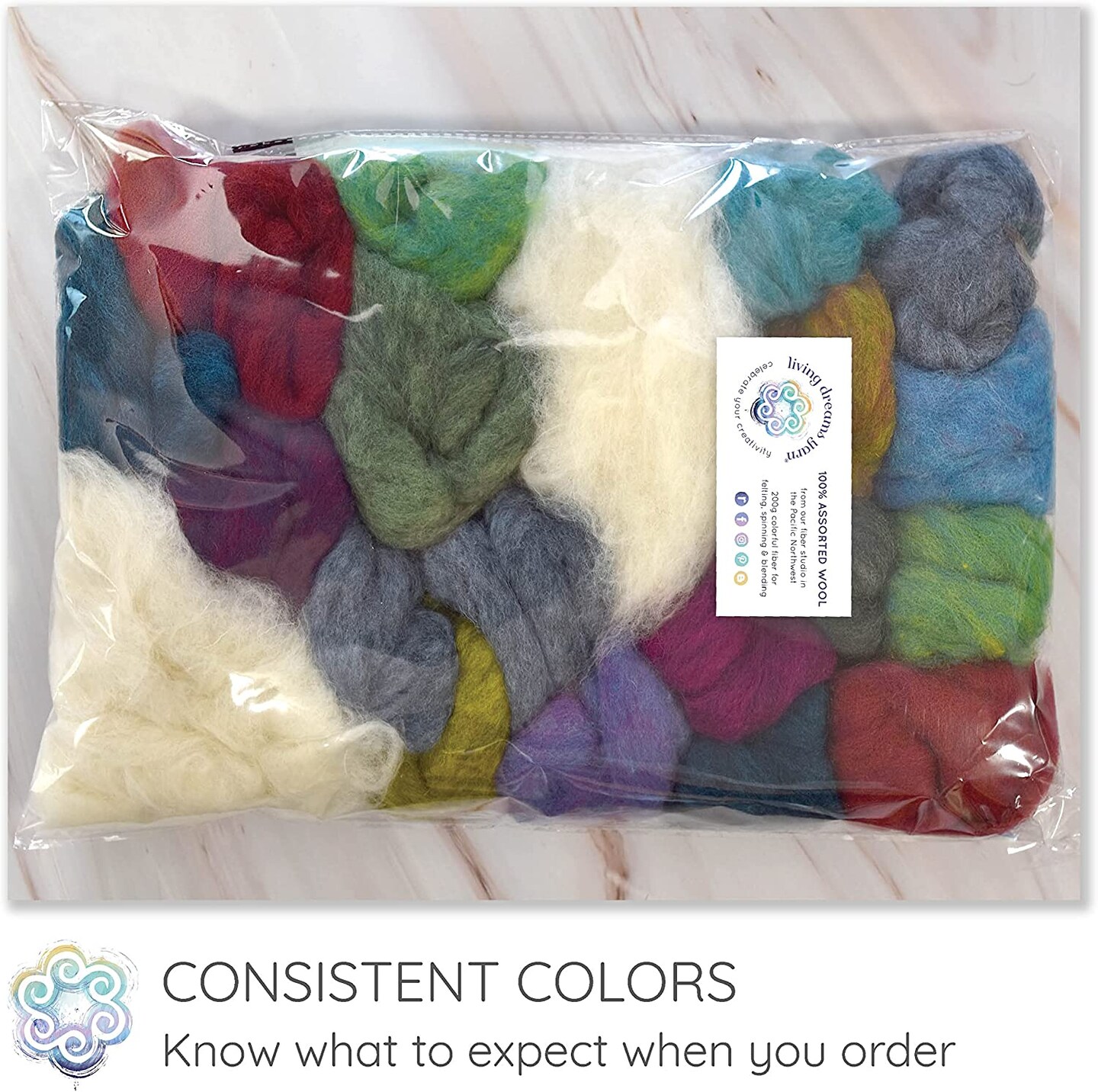 Corriedale Roving & White Natural Core Wool for Needle Felting