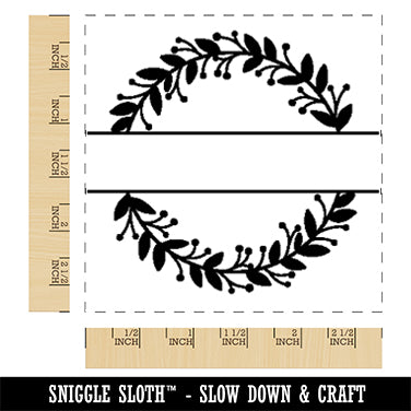 Decorative Laurel Split Wreath for Name Monogram Square Rubber Stamp for Stamping Crafting