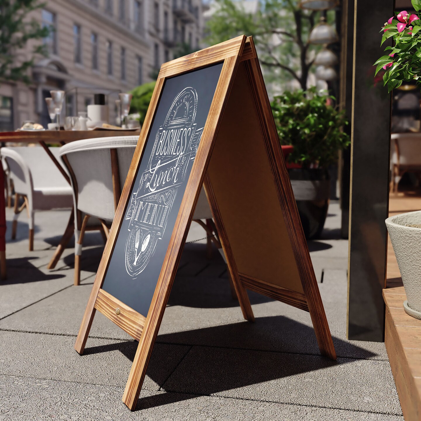 Canterbury 40&#x22; x 20&#x22; Vintage Wooden A-Frame Magnetic Indoor/Outdoor Chalkboard Sign, Freestanding Double Sided Extra Large Message Board - Rustic Brown