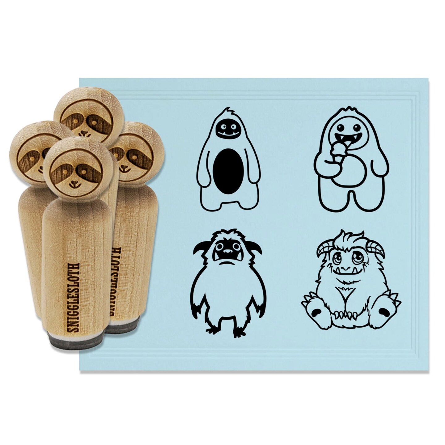 Yeti Abominable Snowman Monster Rubber Stamp Set for Stamping Crafting Planners