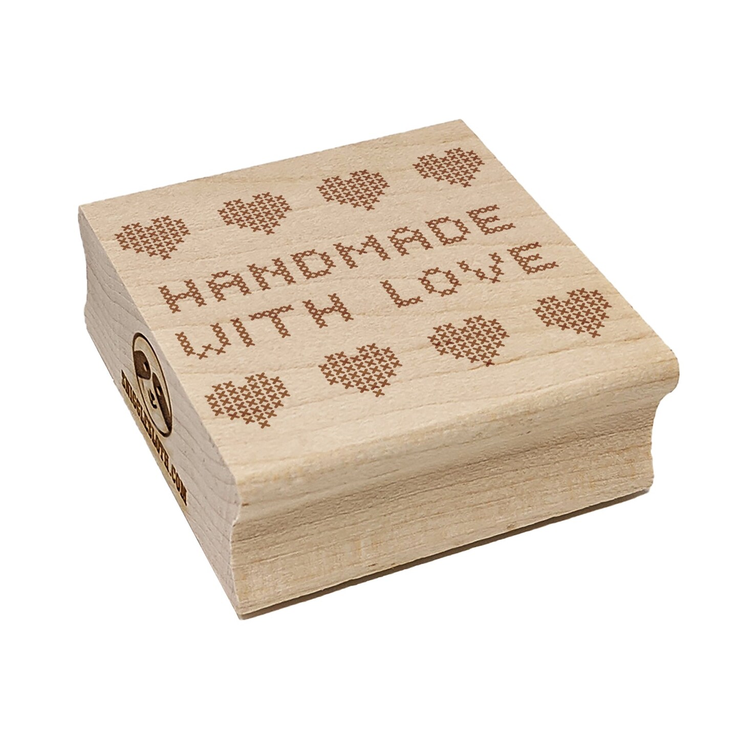 Handmade with Love Cross Stitch Square Rubber Stamp for Stamping Crafting