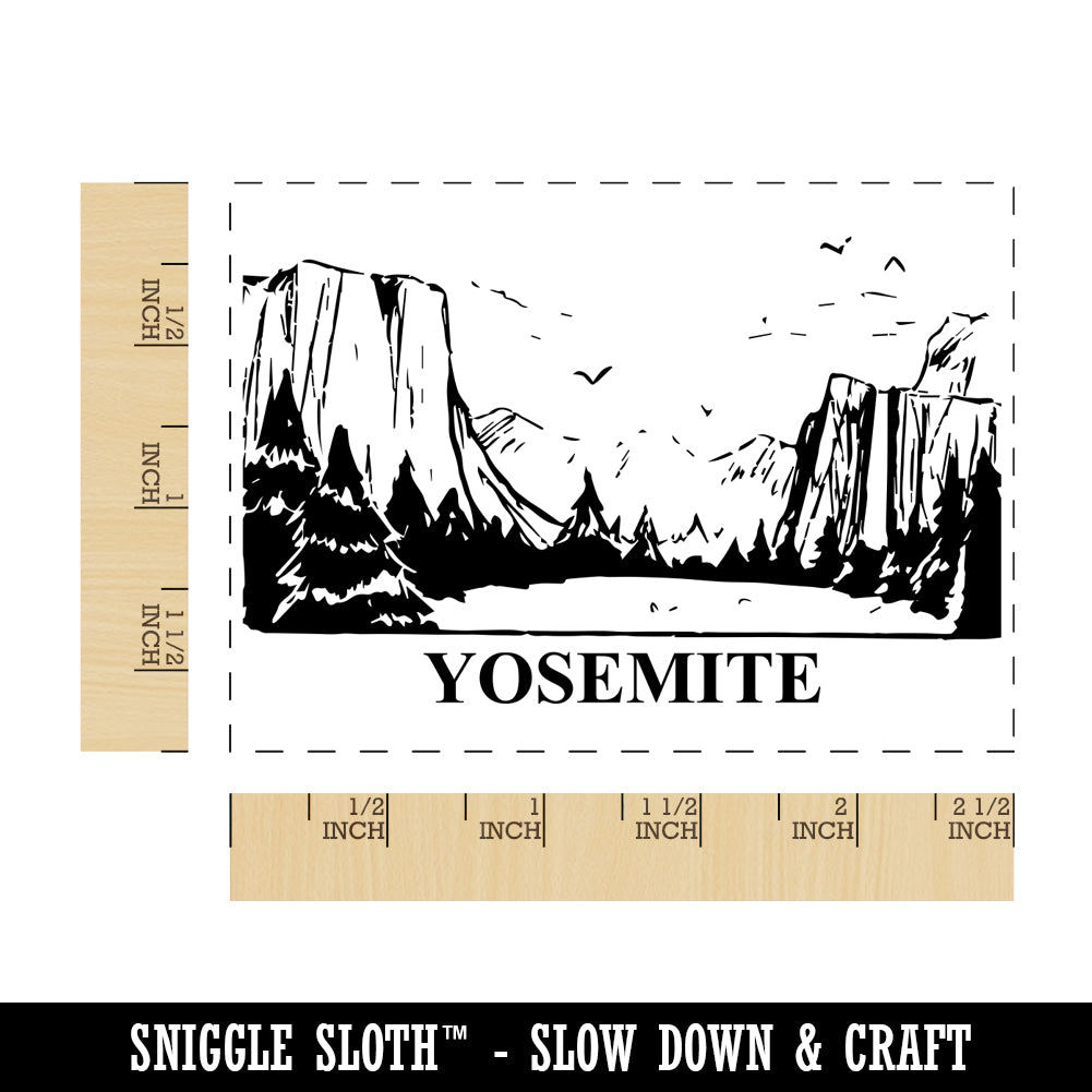 National Park Yosemite Rectangle Rubber Stamp for Stamping Crafting