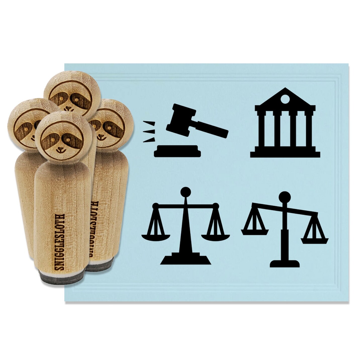 Lawyer Judge Legal Scales of Justice Gavel Courthouse Rubber Stamp Set for Stamping Crafting Planners