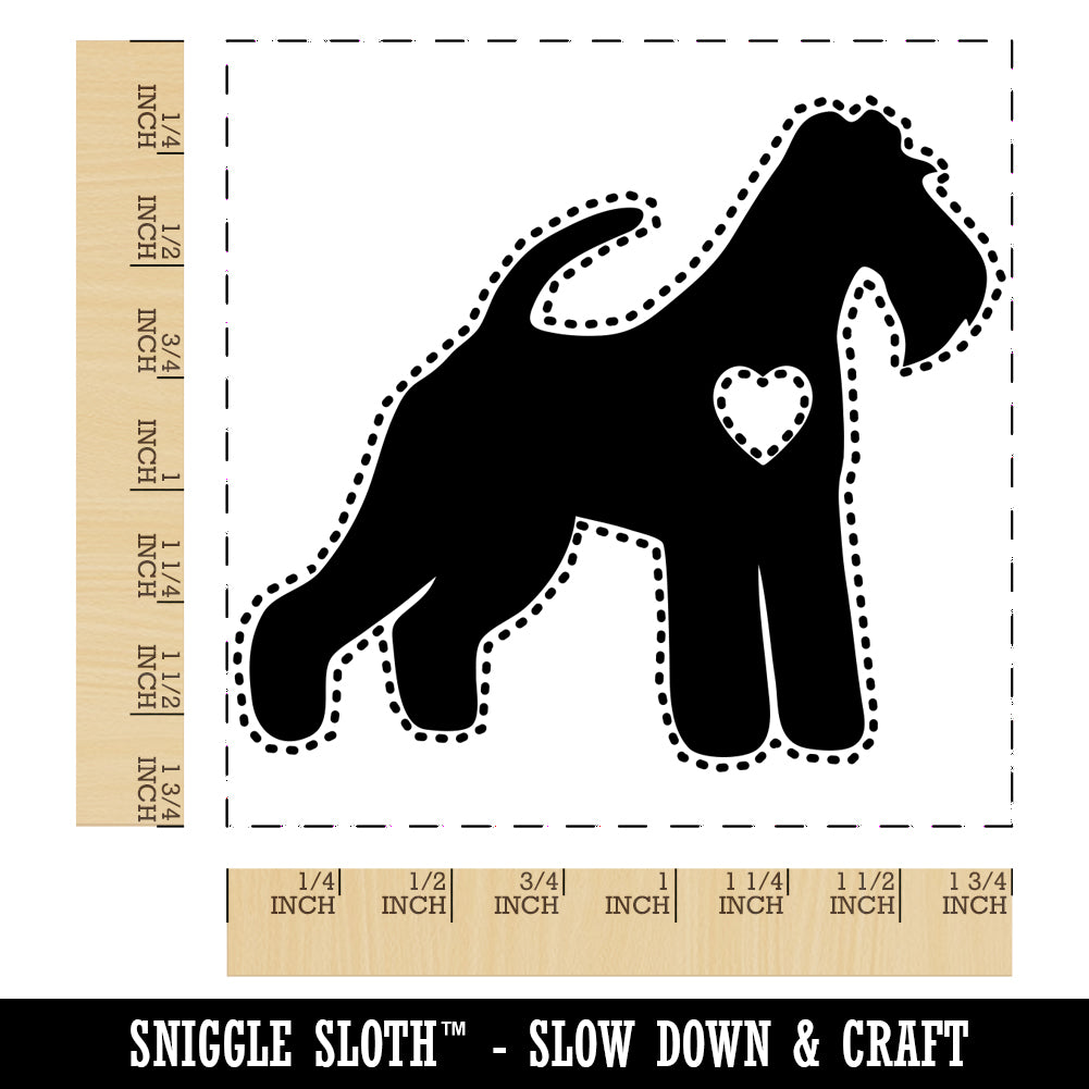 Wire Hair Fox Terrier Dog with Heart Square Rubber Stamp for Stamping Crafting
