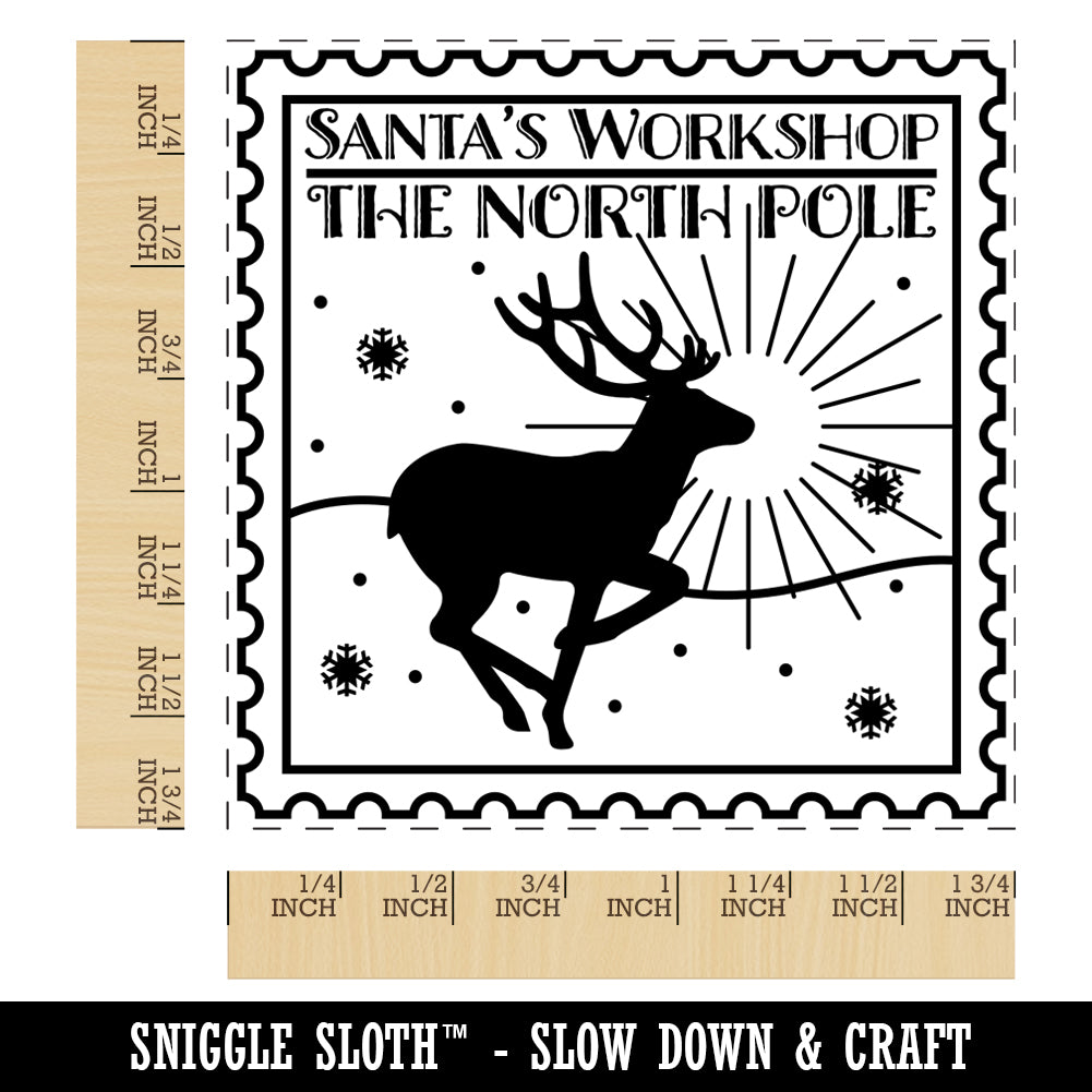 Santa&#x27;s Workshop North Pole Destination Christmas Square Rubber Stamp for Stamping Crafting