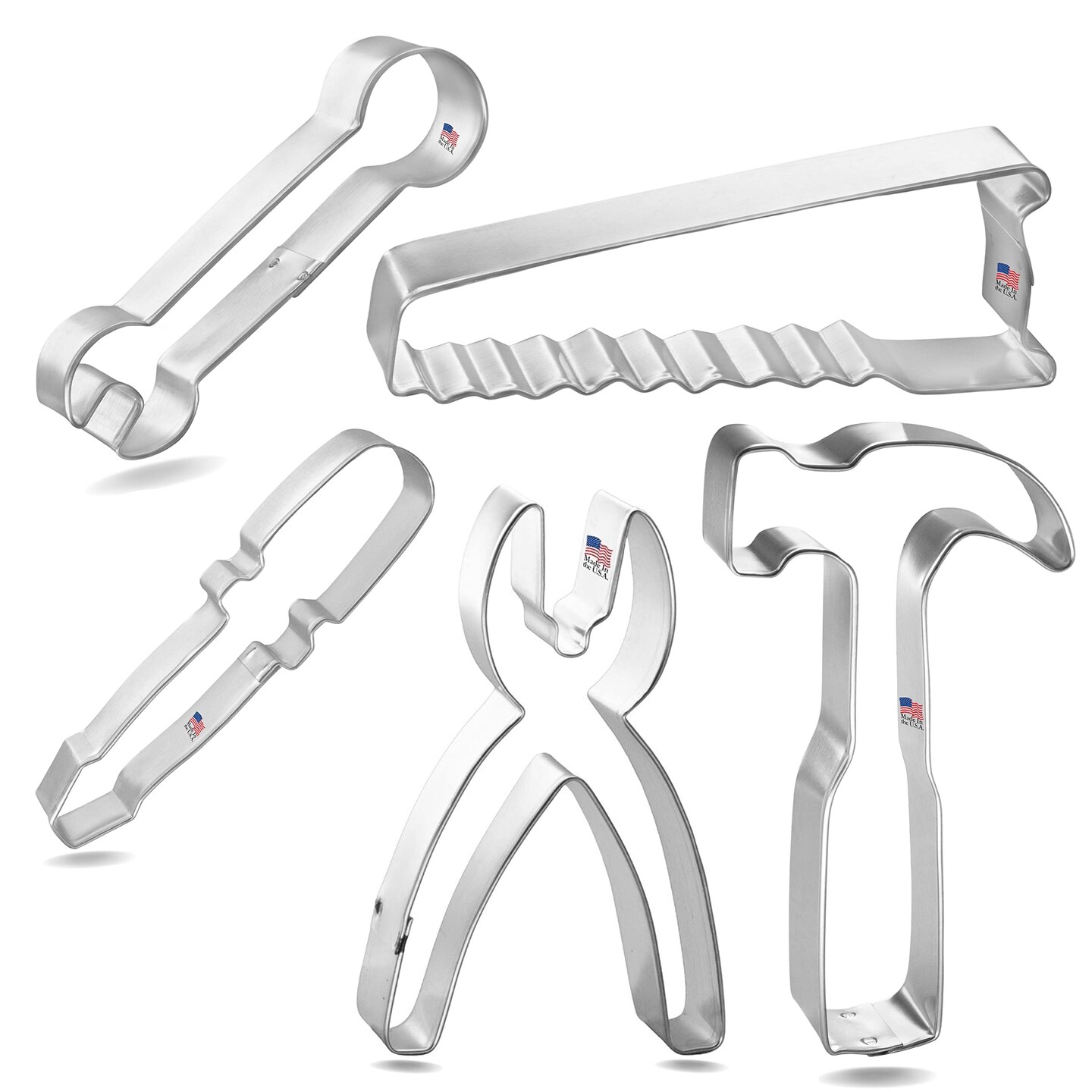 CookieCutter.Com Tool Cookie Cutter 5 Pc Set – 4 in Screw Driver, 4 in Wrench, 4.5 in Pliers, 4.75 in Hammer, 5.25 in Saw