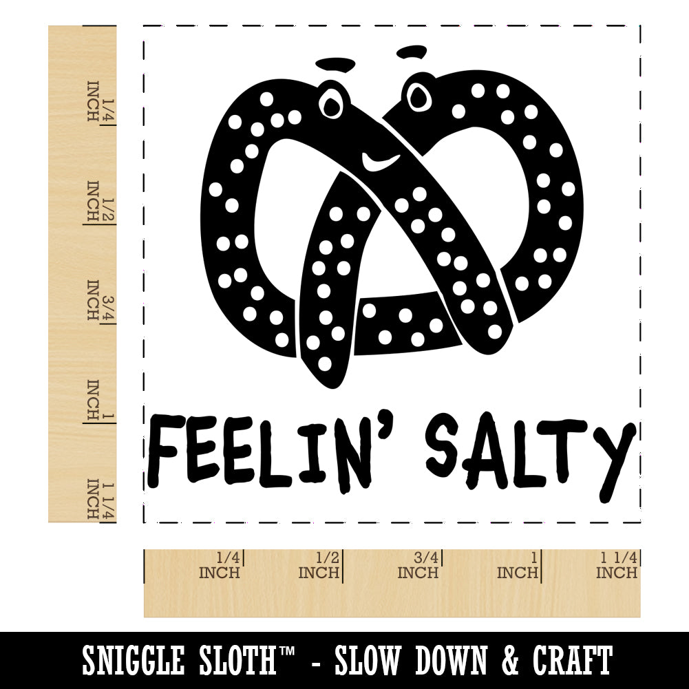 Feeling Salty Kawaii Pretzel Cute Square Rubber Stamp for Stamping Crafting
