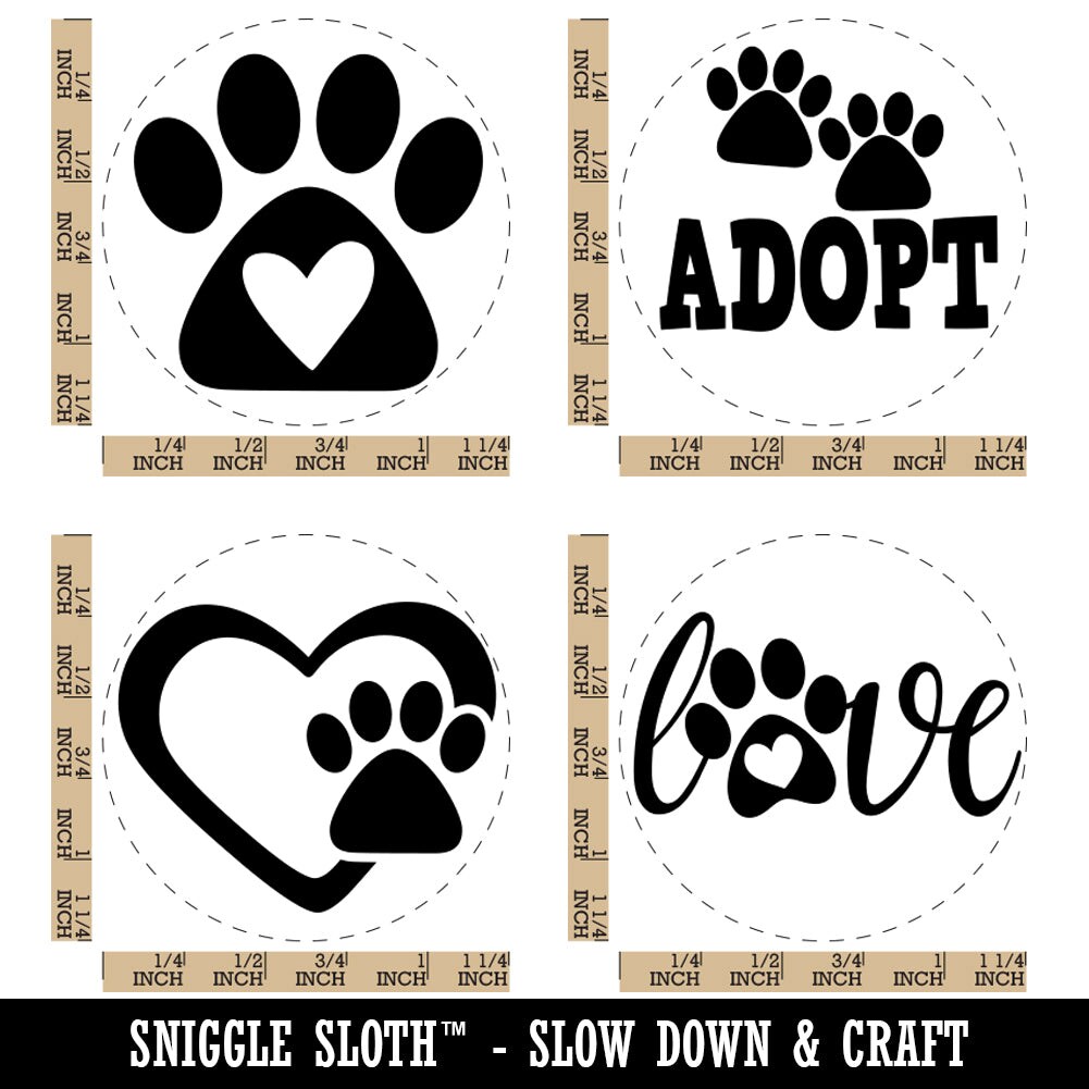 Paw Print with Heart Dog Rubber Stamp for Stamping Crafting Planners