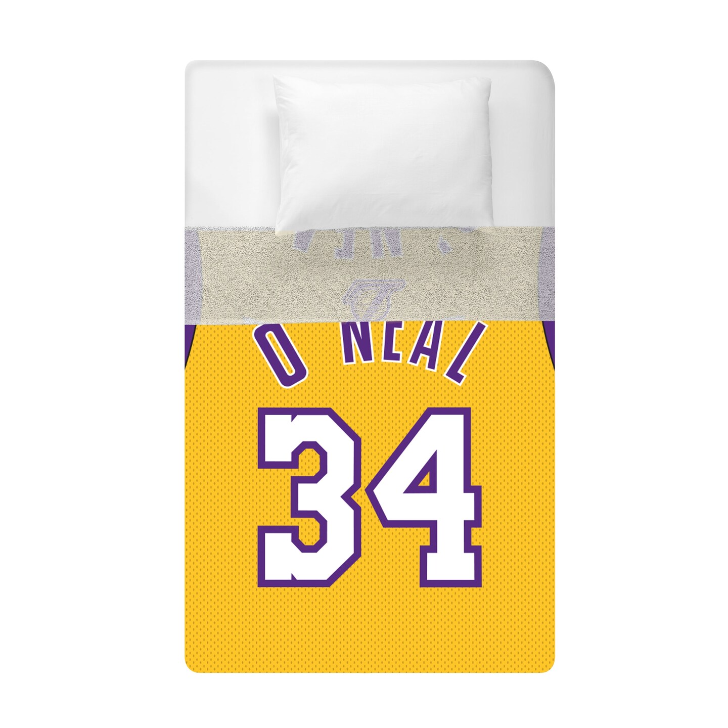 Sleep Squad Los Angeles Lakers Shaquille O&#x27;Neal 60&#x201D; x 80&#x201D; Raschel Plush Jersey Basketball Blanket