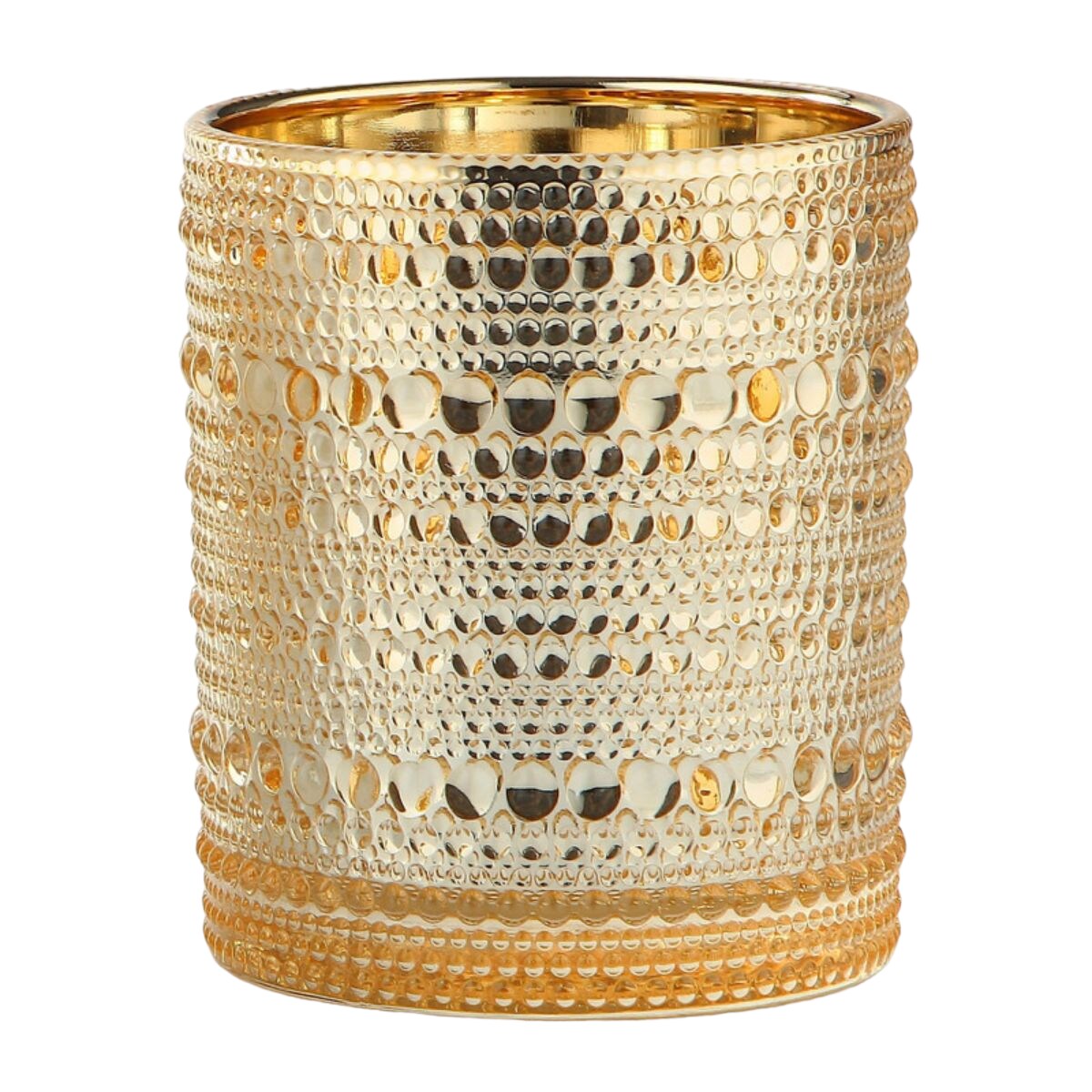 CC Home Furnishings Cylindrical Hand-Blown Glass Vase - 4.5&#x22; - Gold and Clear - Set of 2