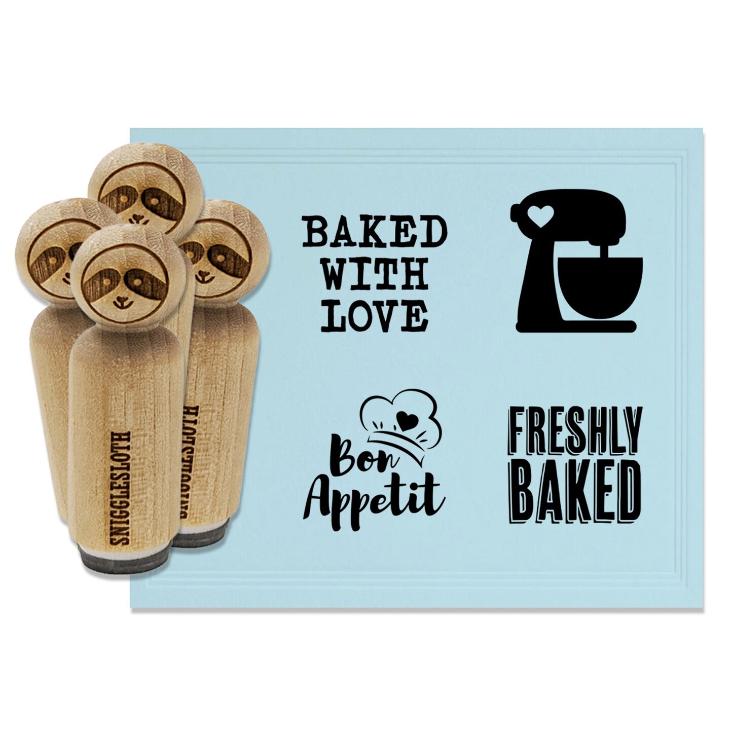 Freshly Baked with Love Baker Mixer Bon Appetit Rubber Stamp Set for Stamping Crafting Planners