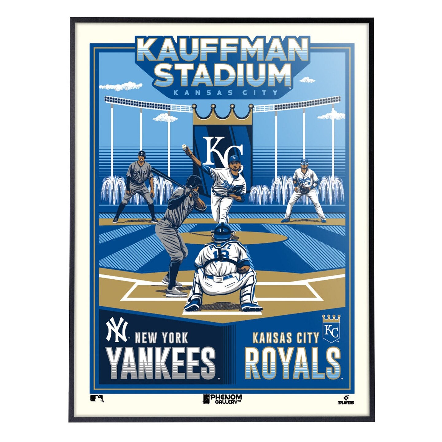 Phenom Gallery KC Royals/NY Yankees Matchup 18&#x22; x 24&#x22; Deluxe Framed Serigraph 