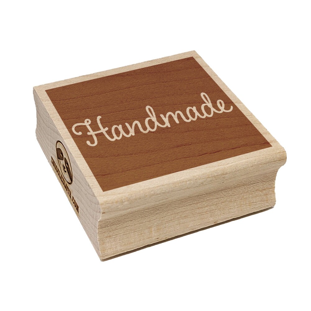 Handmade in Box Square Rubber Stamp for Stamping Crafting